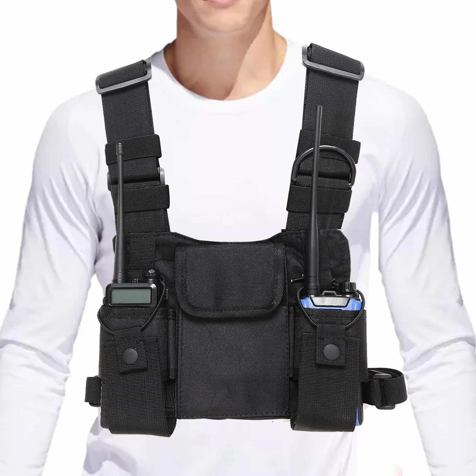 GAESHOW Walkie-Talkie Borsa a Tracolla Regolabile, Chest Pack Universale Mani Libere per Radio