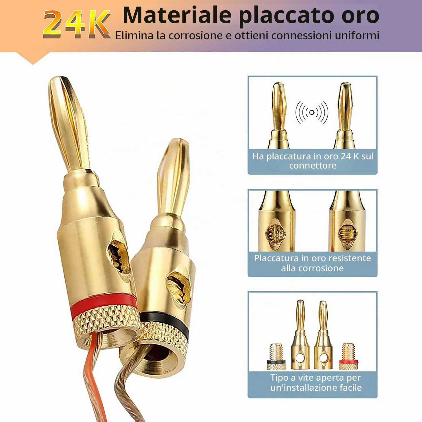 Spine a banana per altoparlanti da 4 mm, connettori per cavi, Greluma 10 pezzi