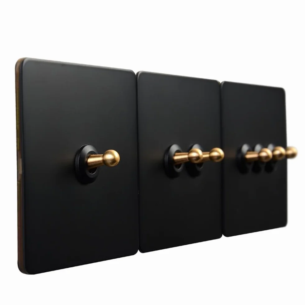Interruttore a parete 4 gang acciaio inox asta ottone controllo 1 via 2 vie tipo 86