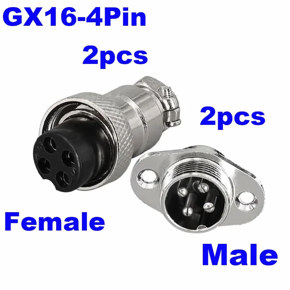 GX16 4Pin Aviation Connettore 16mm Metallo Pannello Montaggio Maschio Femmina Saldatura 2 pezzi