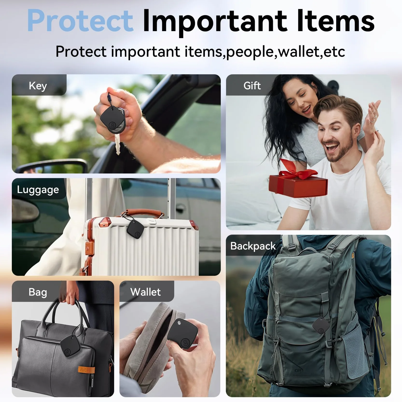Smart Tracker Bluetooth 4 Pezzi IP67 Impermeabile Compatibile con Google Find Hub per Chiavi Bagagli Valigie (nero)