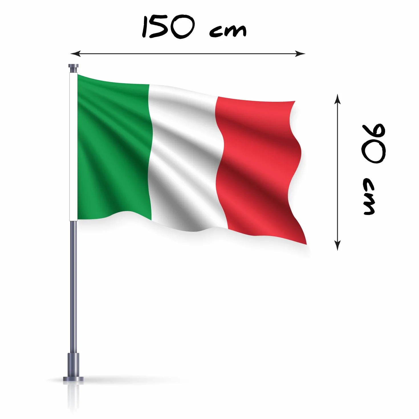 Bandiera Italiana 90 x 150 cm Poliestere per Esterno Interno con Passante per Asta Resistente alle Intemperie
