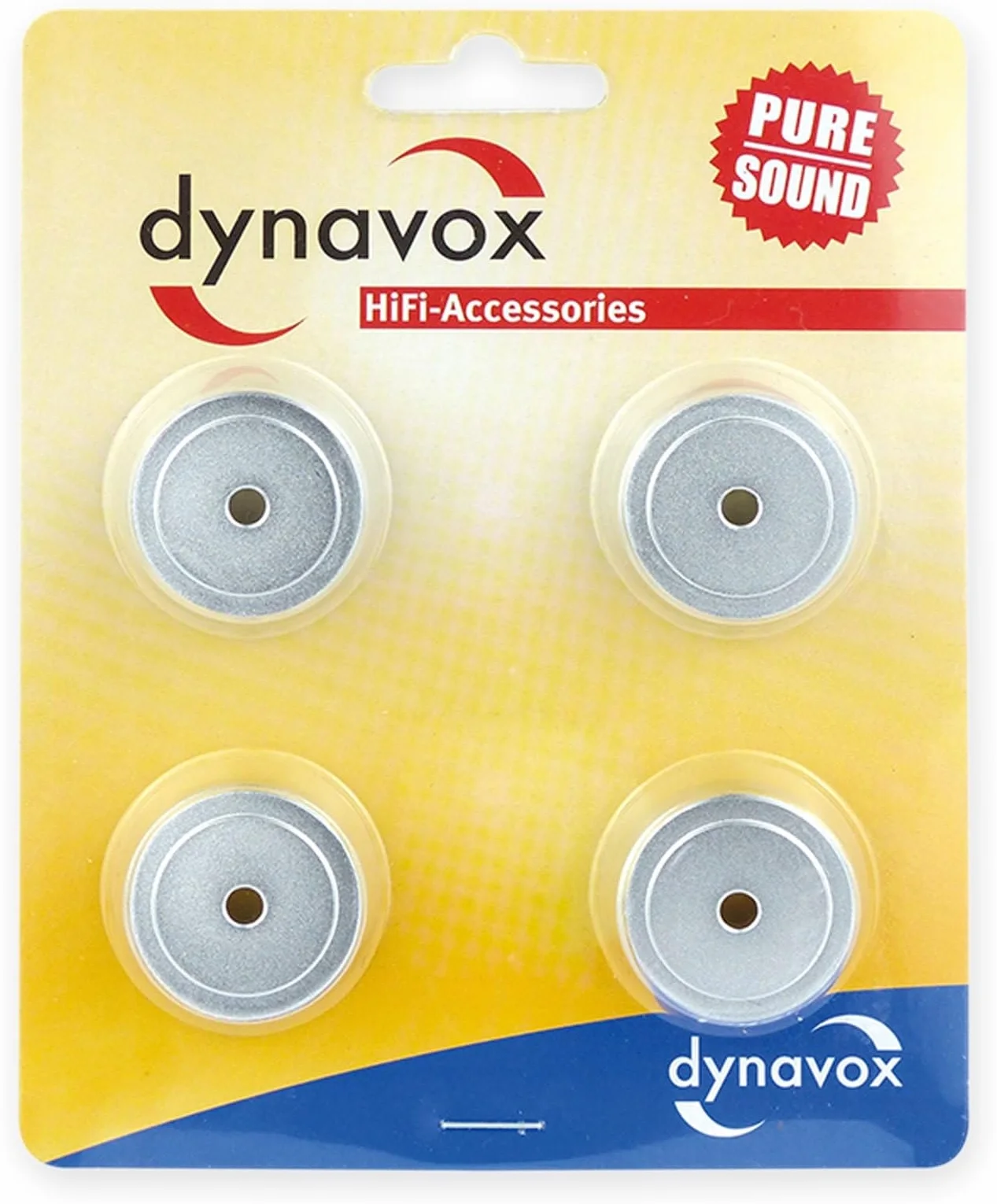Dynavox piedini in alluminio midi set di 4 unità ammortizzatori in gomma 10 kg per piedino argento