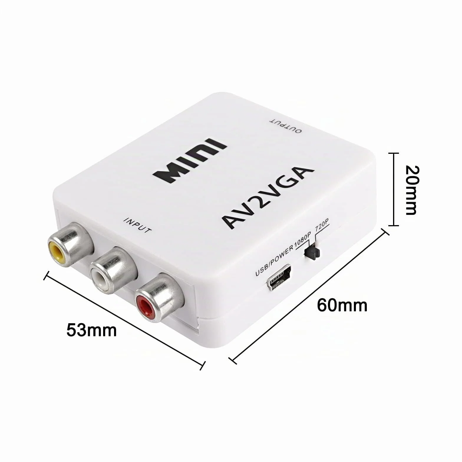 AV a VGA Adattatore Audio Video Converter, Composite AV a VGA + 3.5mm 1080p USB TV Video Playing Adapter