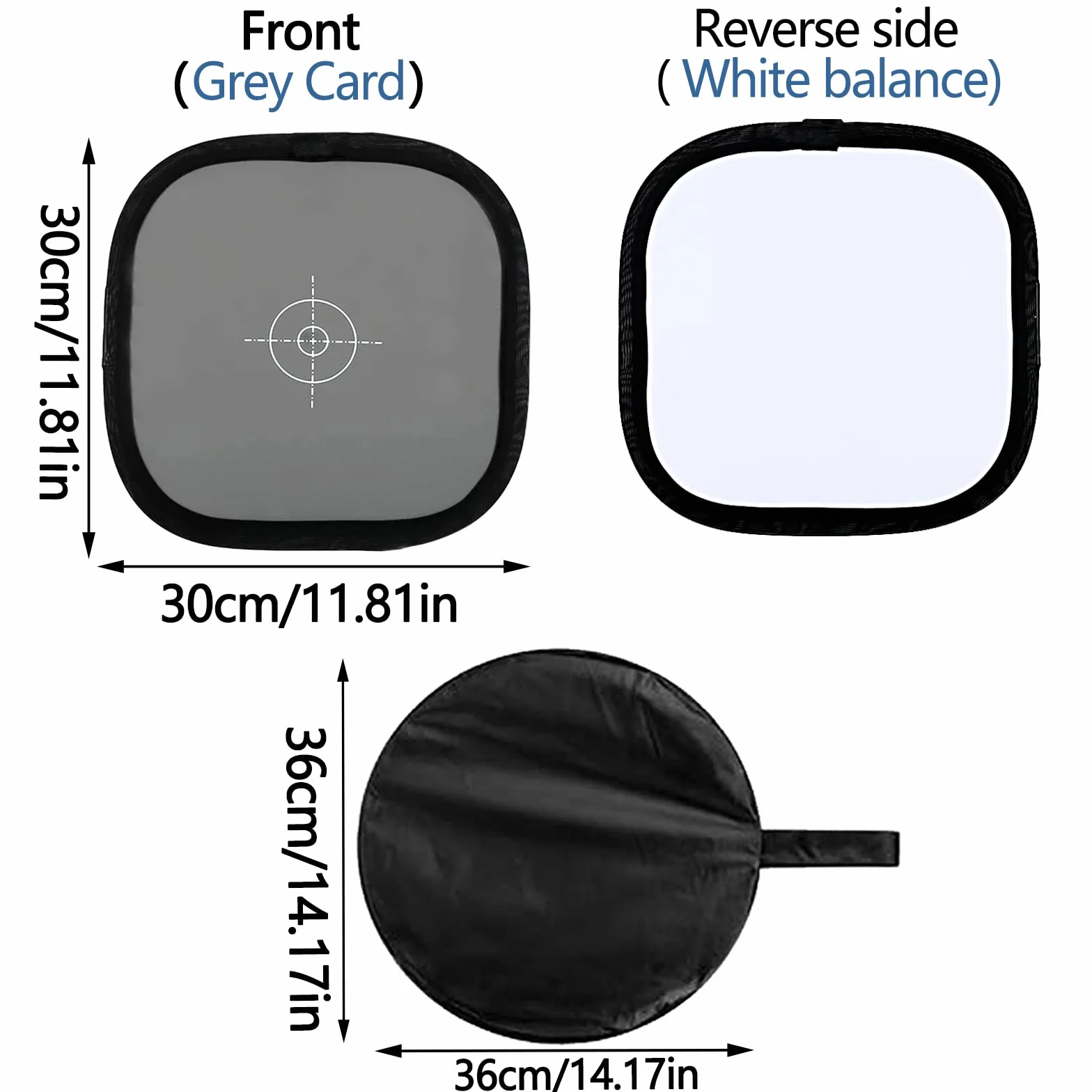 Grey White Balance Reference Card 30 cm Portatile Folding 18% Fotografico Borsa