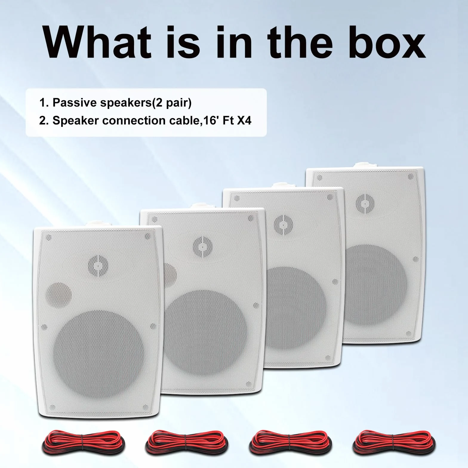 STUDIOFINIX Altoparlanti esterni 6,5 pollici 800 W montaggio a parete nero resistente alle intemperie 4 altoparlanti