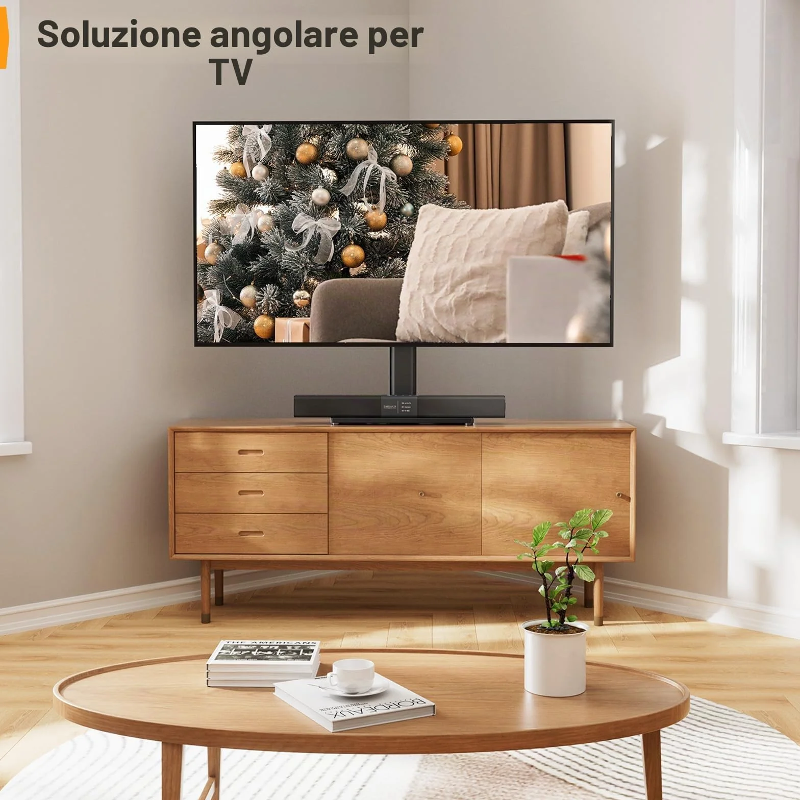 Supporto Girevole da Tavolo per TV 26-60 Pollici Regolabile in Altezza Base Vetro Temperato VESA 400x400mm 40 kg