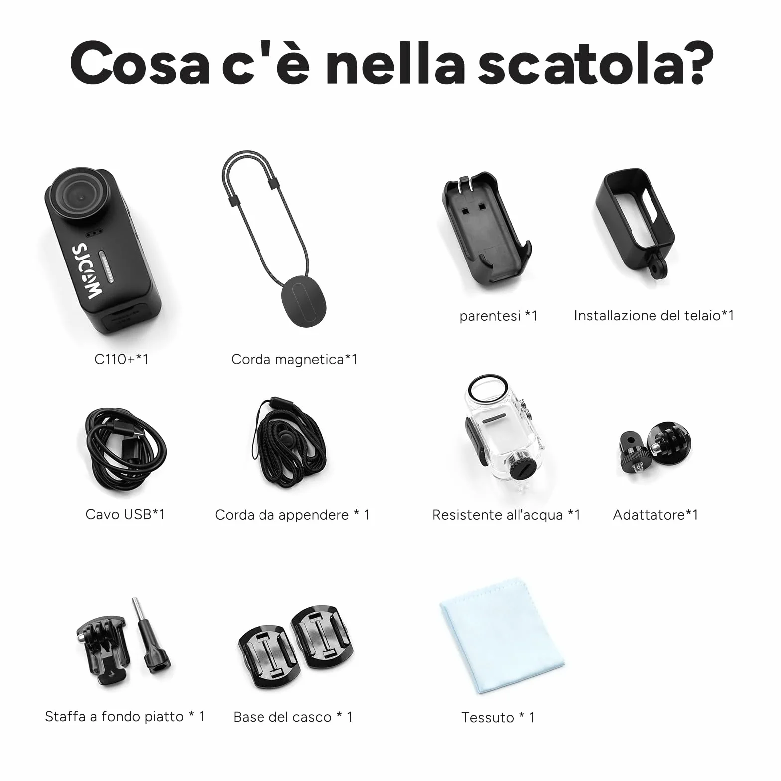 SJCAM C110Plus Magnetic Combo 4K Pocket Action Cam FOV 170° Nero