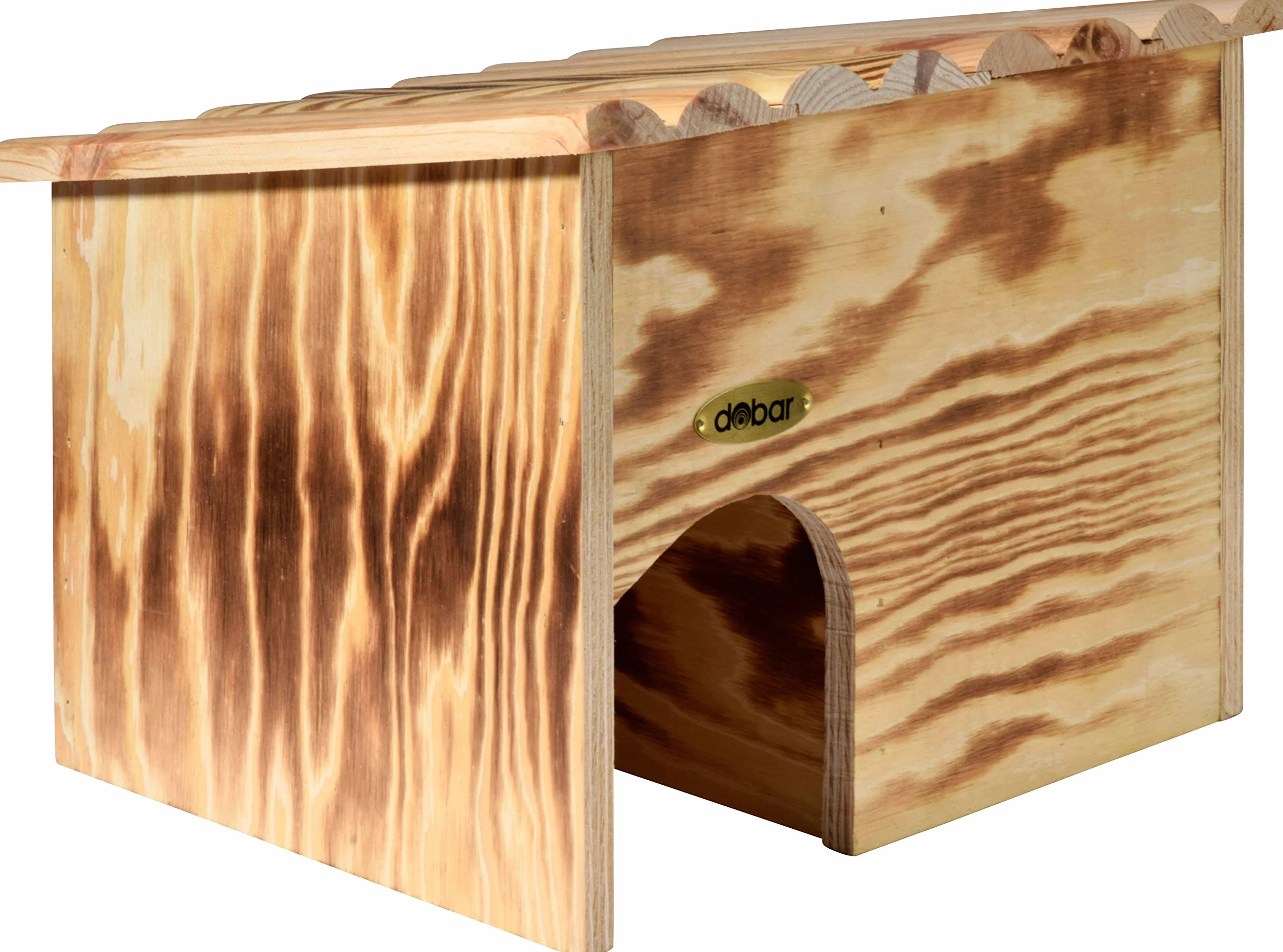 dobar® 22232FSCe - Casetta per ricci in legno massello – casetta per ricci per il giardino – cuccia per il riccio con serratura – hotel con protezione contro i nemici – 30,5 x 26,5 x 24 cm – fiammata