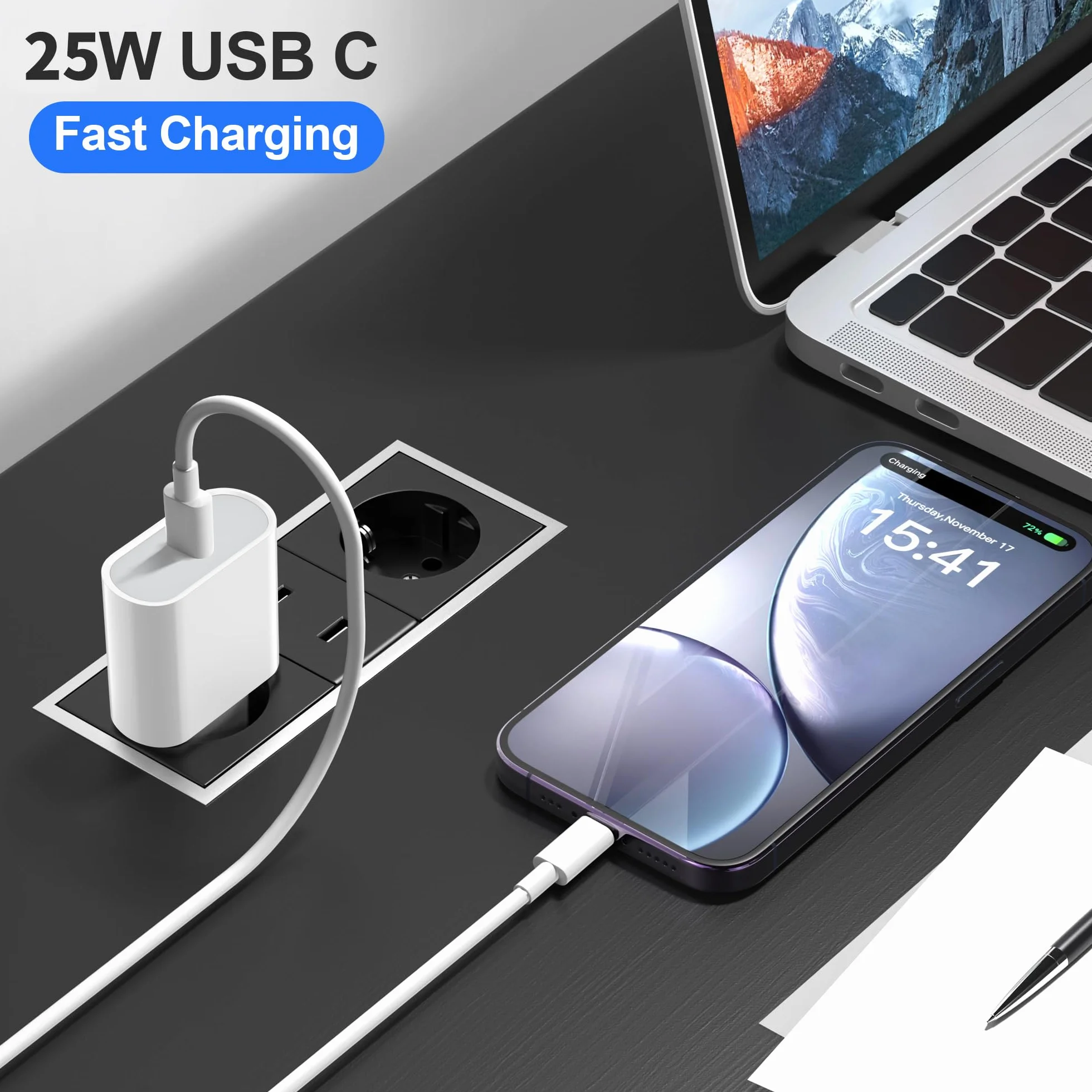 Caricatore iPhone 14/14 Pro/14 Pro Max/14 Plus/13/12/11/XS/XR/X/SE USB C Rapido 2M Cavo