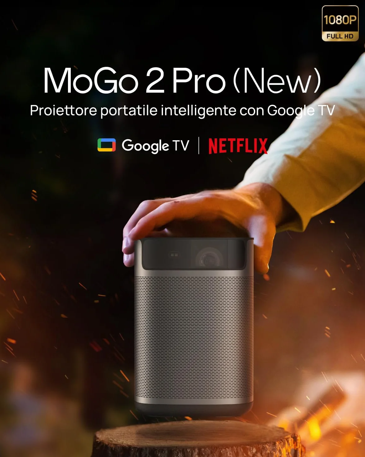 XGIMI MoGo 2 Pro 1080P Proiettore portatile 430 Lumen ISO Google TV Netflix Autofocus Wi-Fi Bluetooth