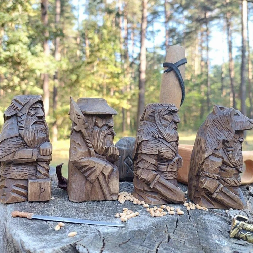 Qcwwy Statua norrena di Odino, statua vichinga di Odino, statua vichinga norrena, statuetta nordica pagana, ornamenti artistici per la decorazione di casa e ufficio (Uffrah Delnar -