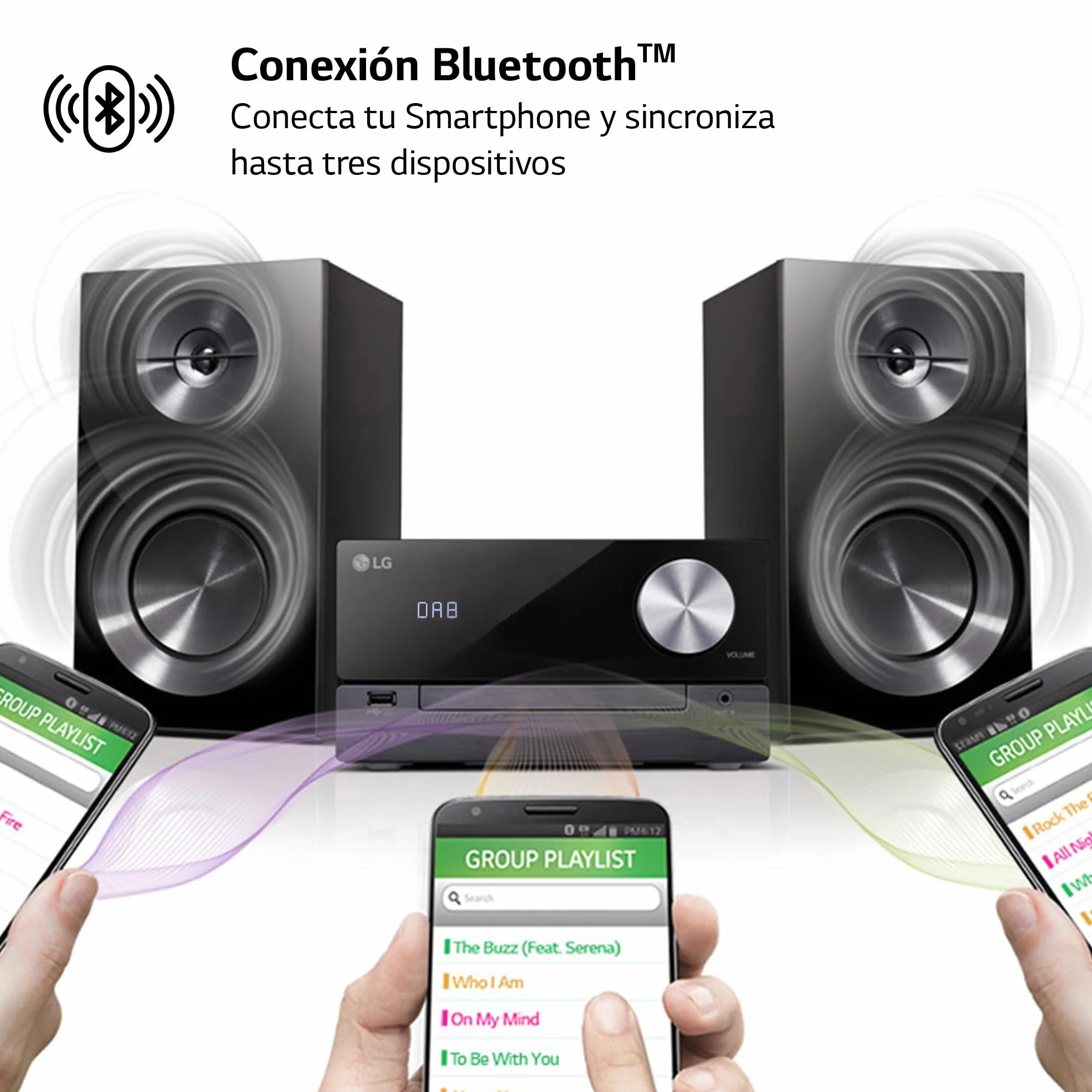 LG Impianto Stereo Casa Micro Hi Fi 2.0 Ch 100W Bluetooth USB CD MP3 DAB+ FM Equalizzatore Nero