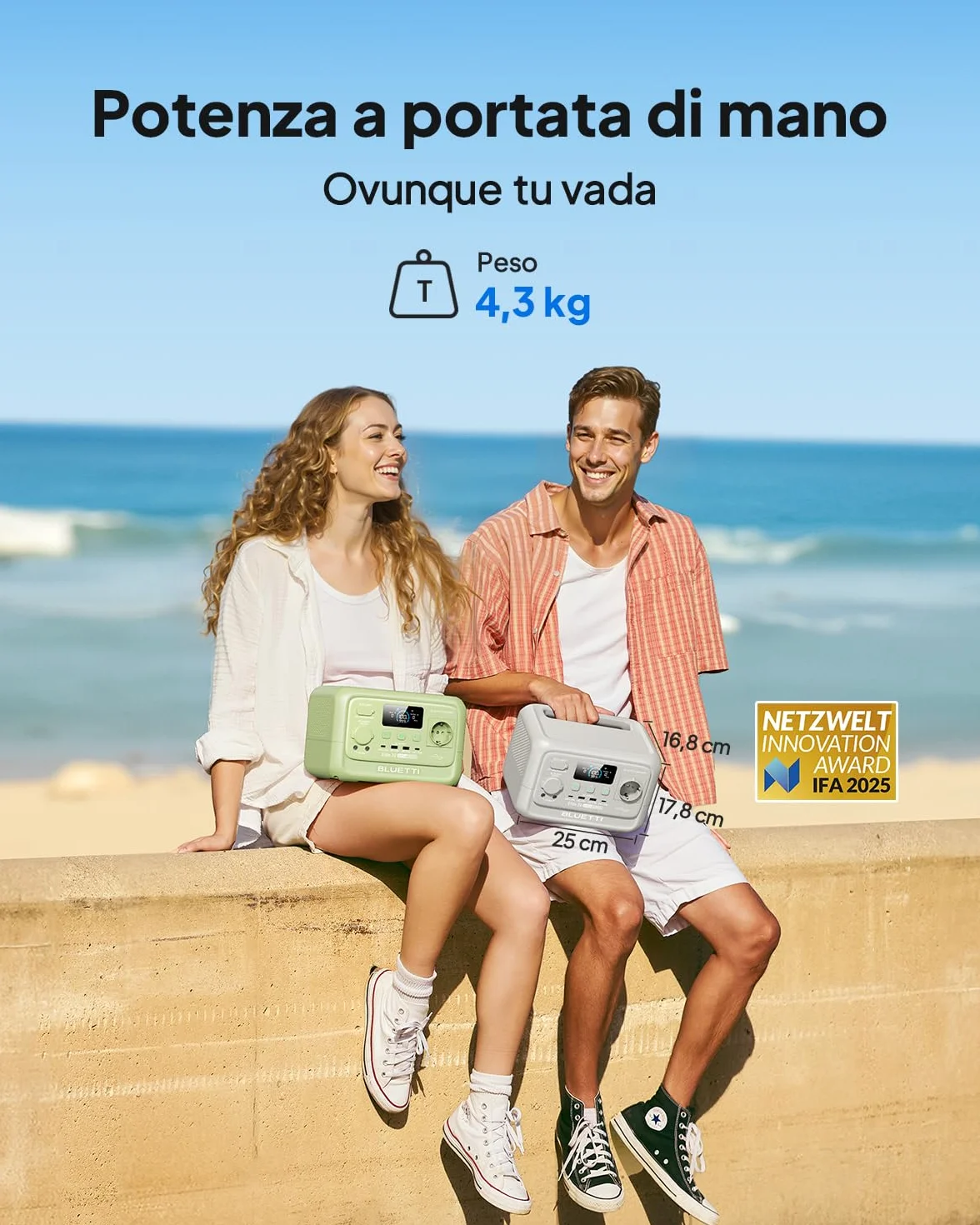 BLUETTI Elite 30 V2 Generatore Solare 288Wh, 600W (1500W Picco), Ricarica Rapida 70 min, LiFePO₄, per Campeggio e Emergenze(Grigio Sabbia Chiaro)
