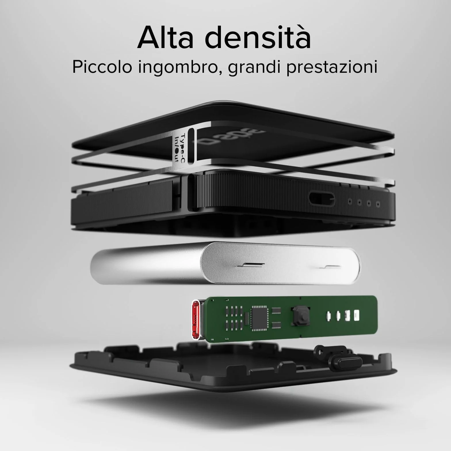 SBS NanoTube PowerBank HD 5000mAh 10W Power Bank Ricarica Rapida USB-C Caricabatterie Portatile Nero