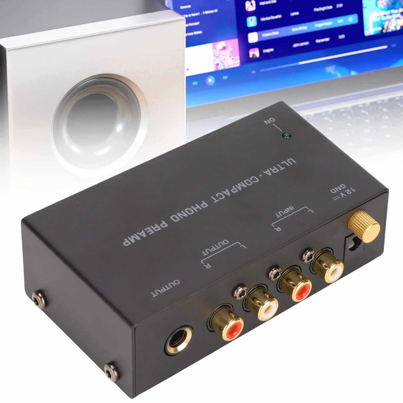Preamplificatore per Giradischi PP400 Phono, Amplificatore Frontale Compatto, Uscita Ingresso, Grammofono Stereo Mini, Controllo Manopola