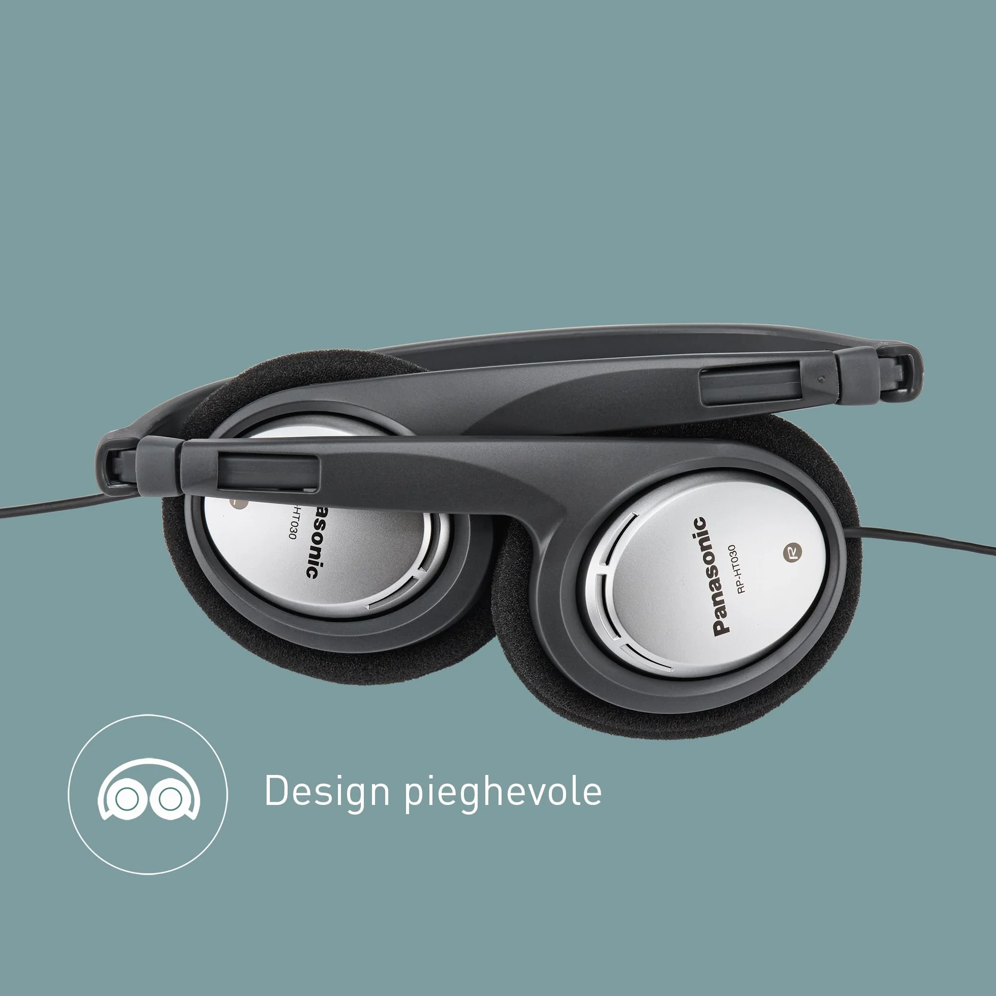 Panasonic HT030 Cuffie con Filo Ergonomiche Pieghevoli, Cavo 1,2 m, Argento
