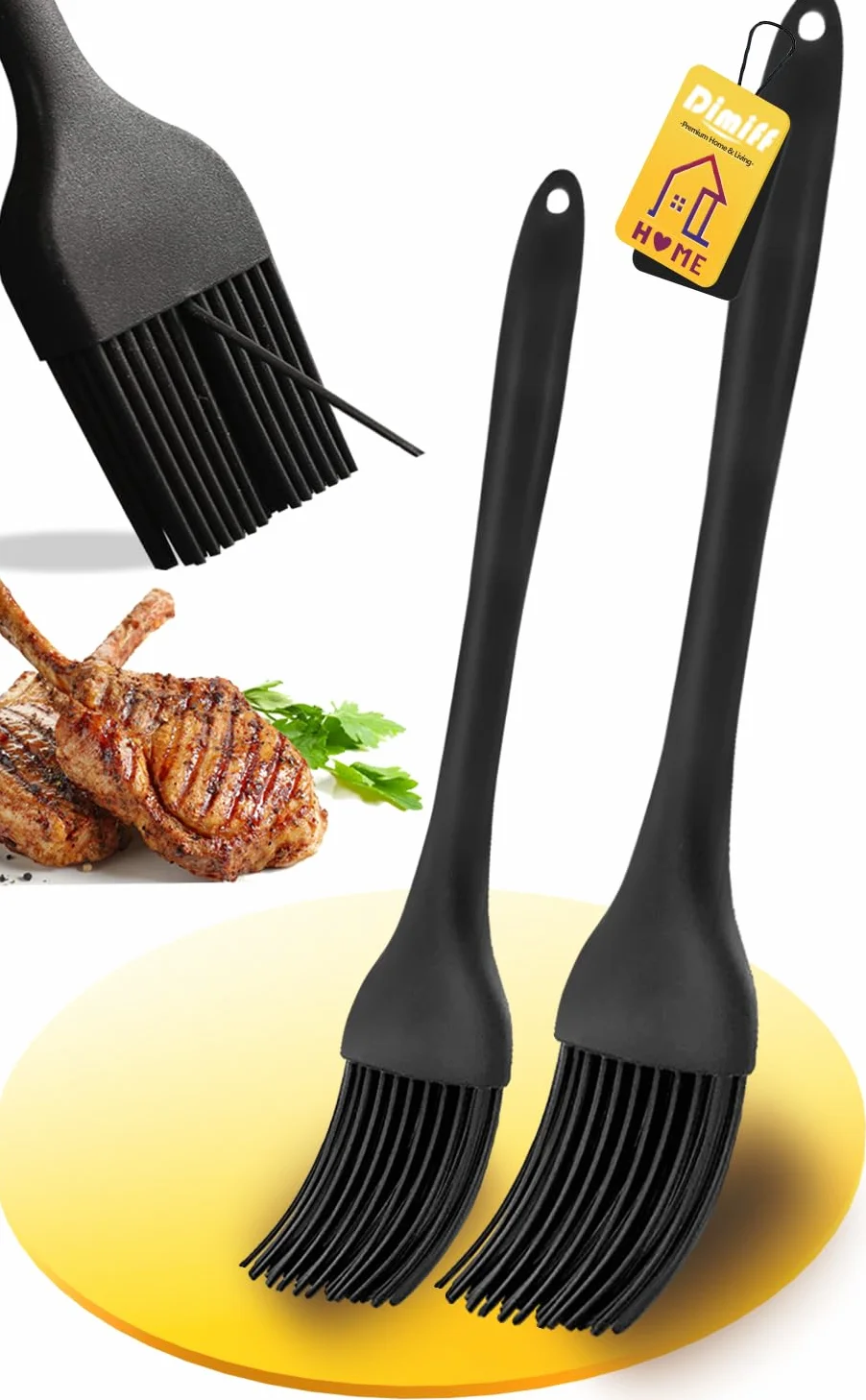 Pennello Cucina, Pennello Silicone Cucina, 26+21cm Spazzola per Burro Alimentare Resistente alle Alte Temperature Pennelli per Barbecue Adatto per Pasticceria Barbecue |Grande+piccolo