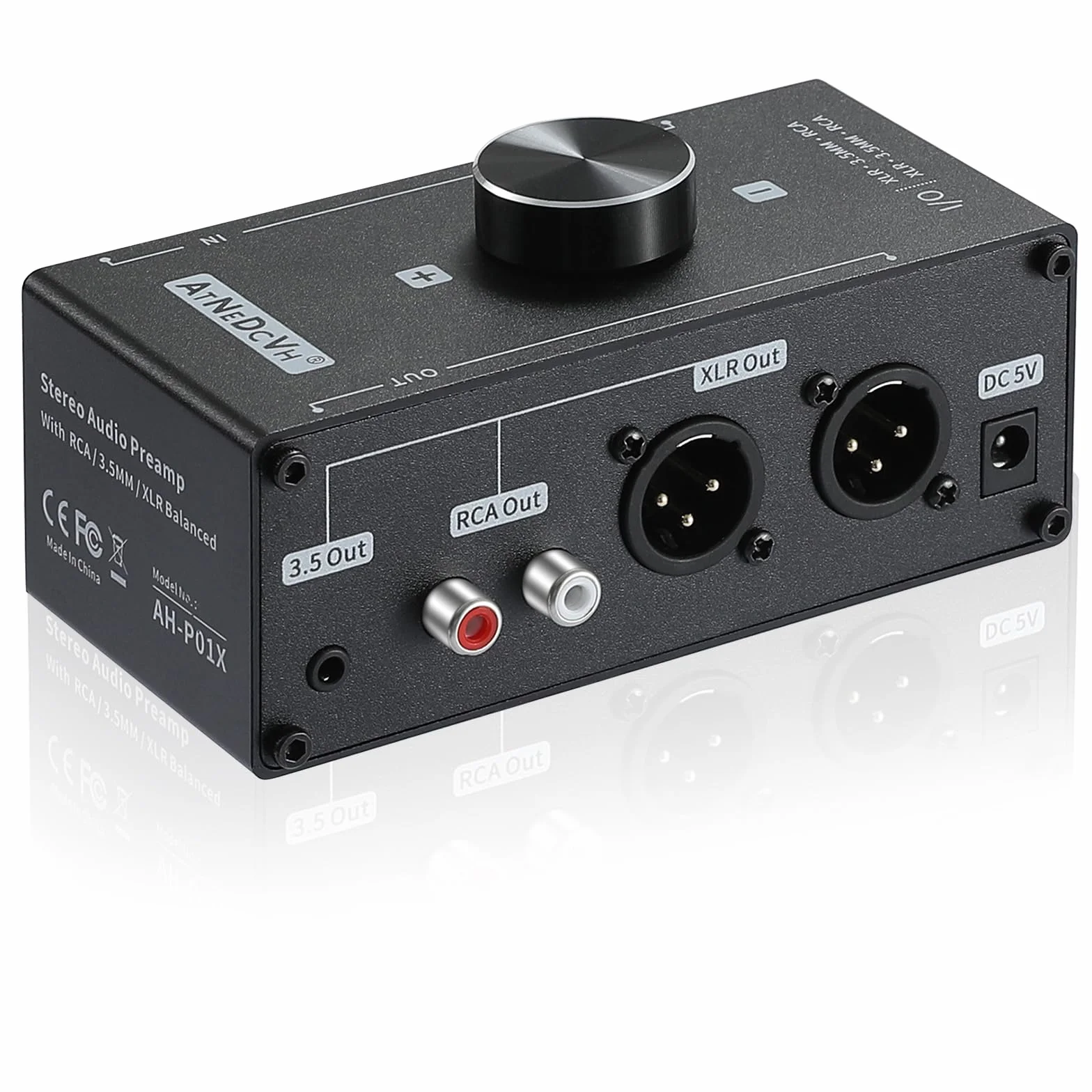 Preamplificatore audio stereo XLR bilanciato 3,5 mm adattatore convertitore amplificatore cuffie