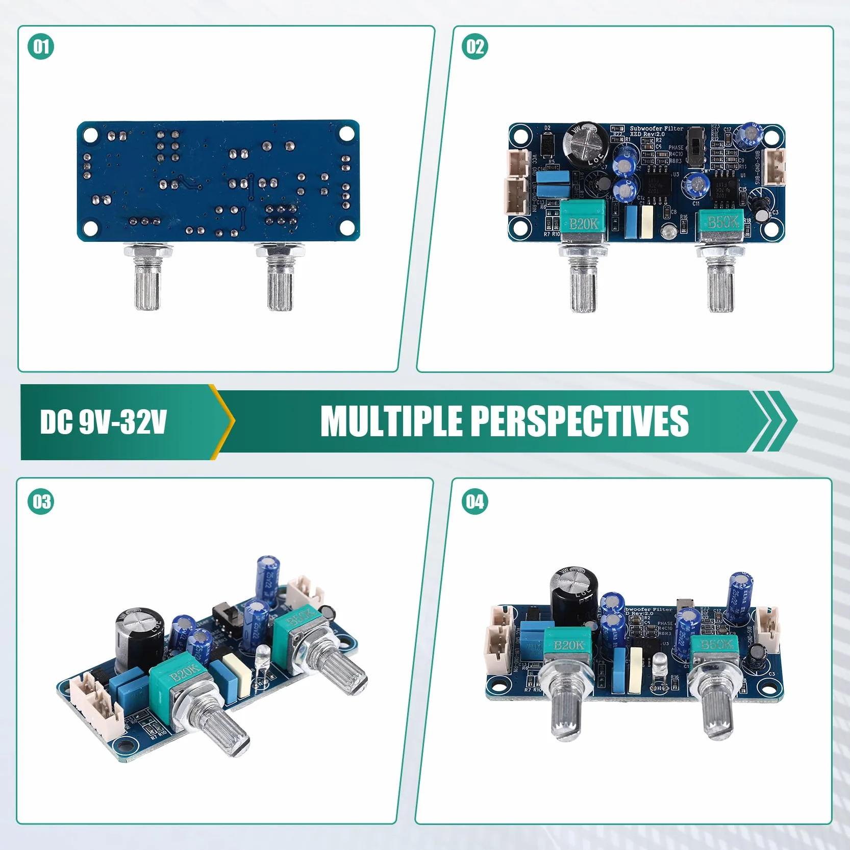 Preamplificatore Subwoofer Filtro Passa Basso Scheda Amplificatore DC 9-32 V Regolazione Volume