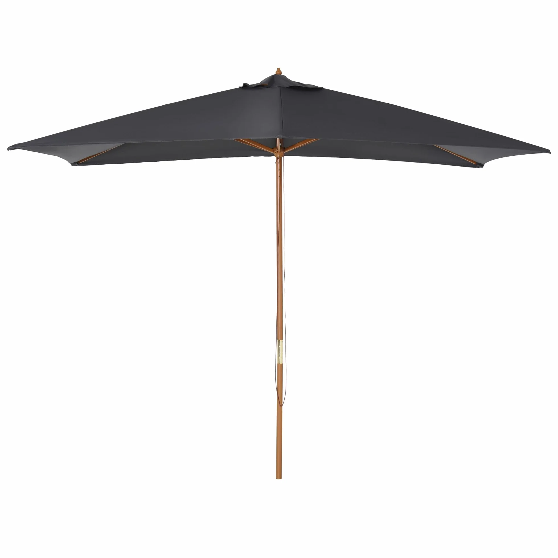 Outsunny Ombrellone da Giardino 2x3 m con Corda e Prese d'Aria, Ombrellone da Esterno con 6 Stecche in Legno, Bambù e Poliestere 180g/㎡, per Cortile, Terrazza e Balcone