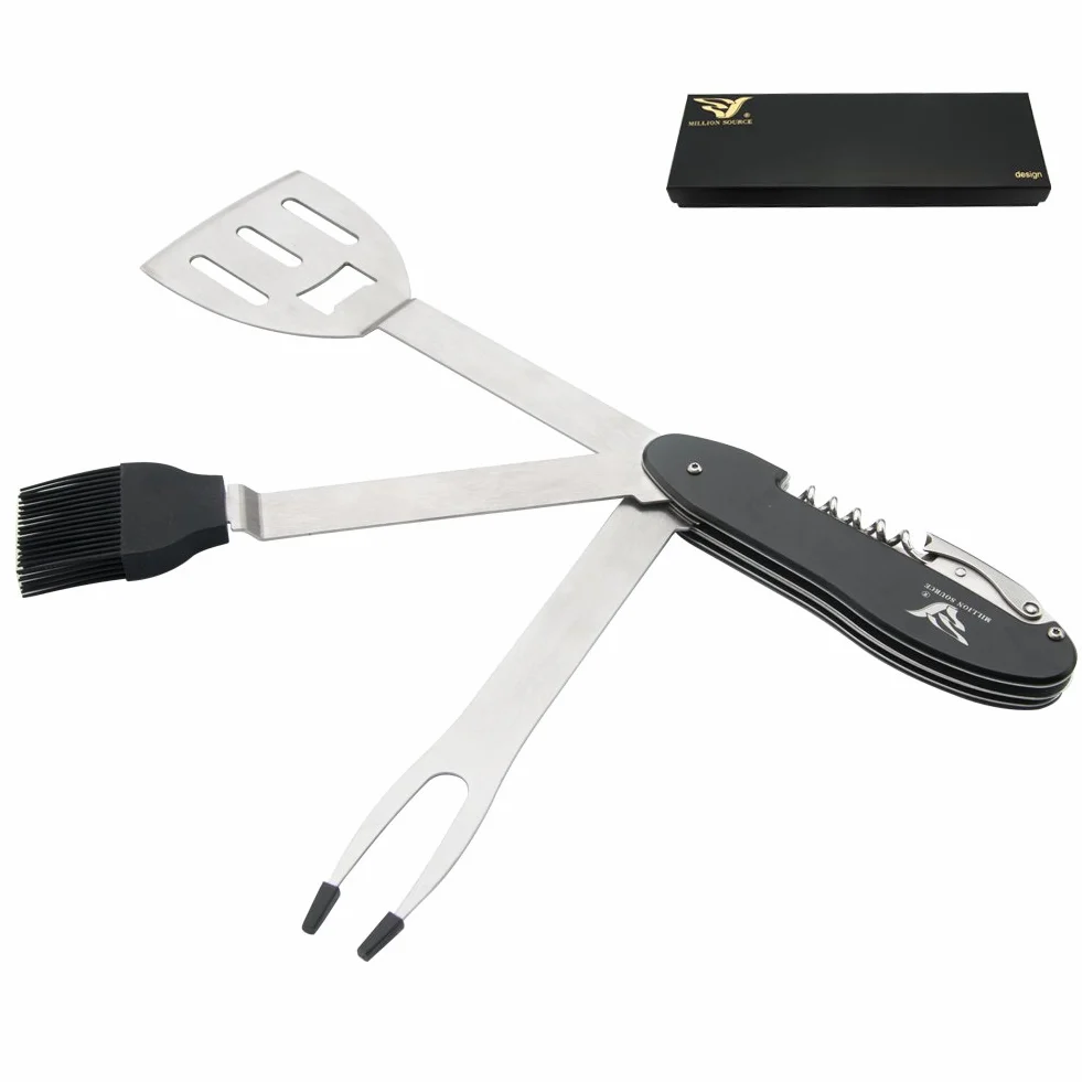 Milioni di fonte Portable 5-in-1 Multifunzionale Utensili Barbecue con Manico Rimovibile Design per Esterni