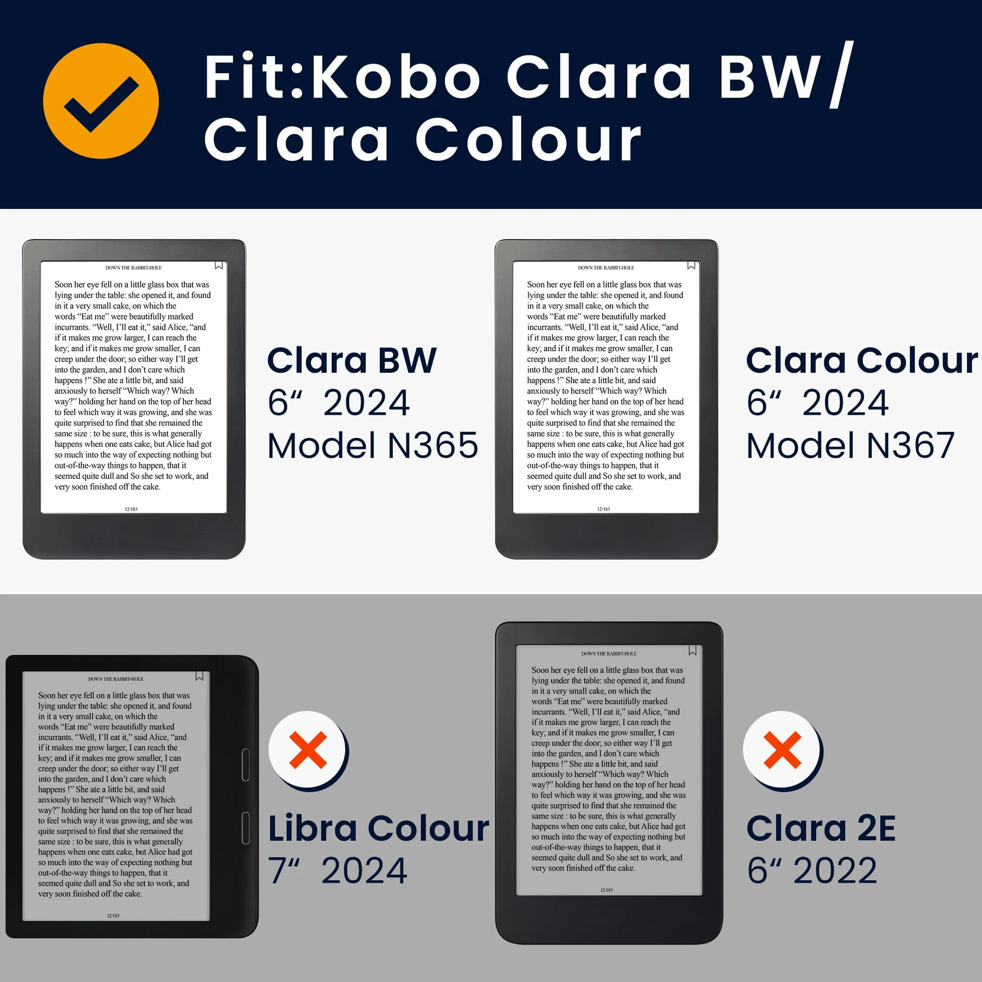 kwmobile Custodia eReader Kobo Clara BW/Colour Cover Flip Case arancione/nero/bianco Gatti