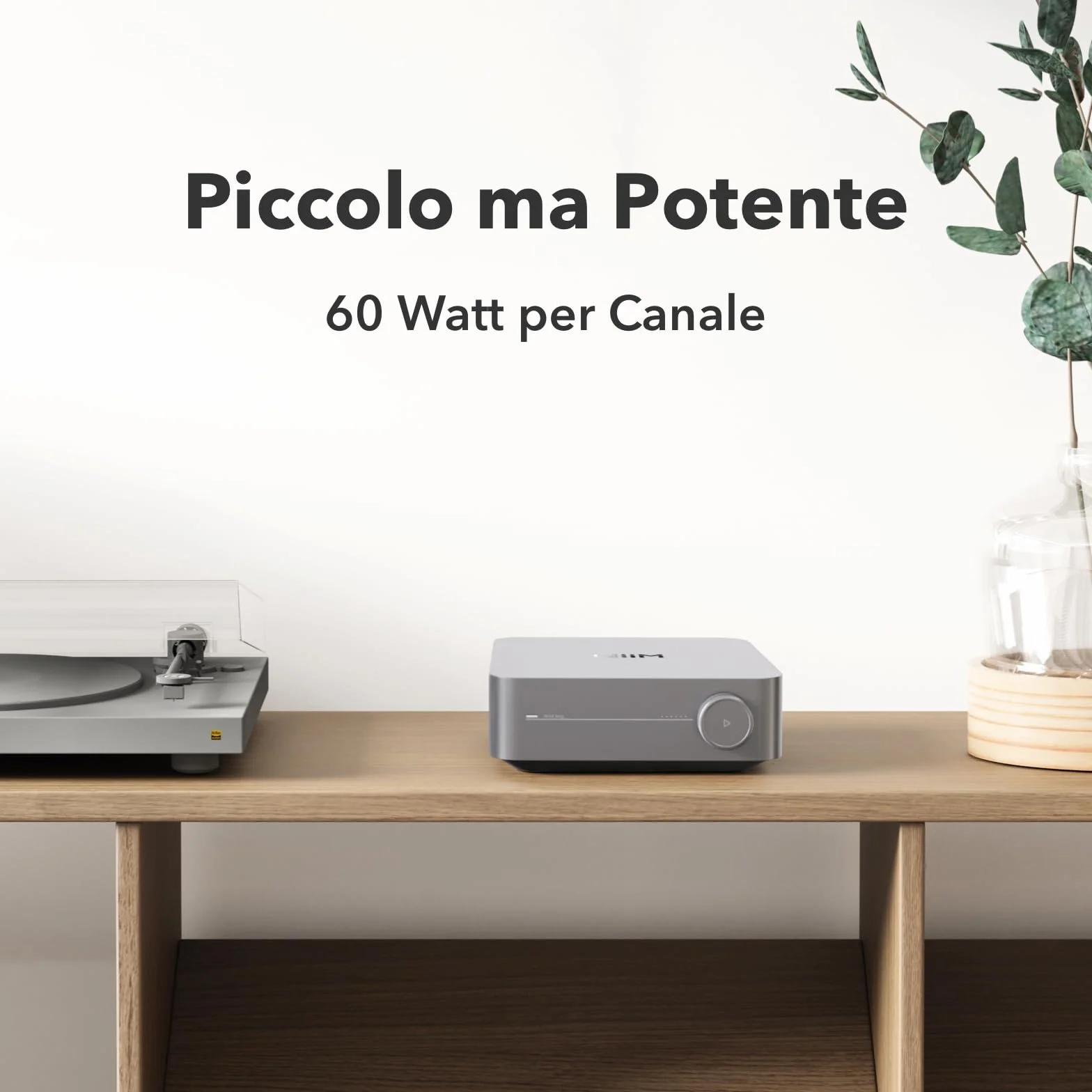WiiM Amp Amplificatore Streaming Multiroom AirPlay Google Cast Alexa HDMI Controllo Vocale Grigio Spazio