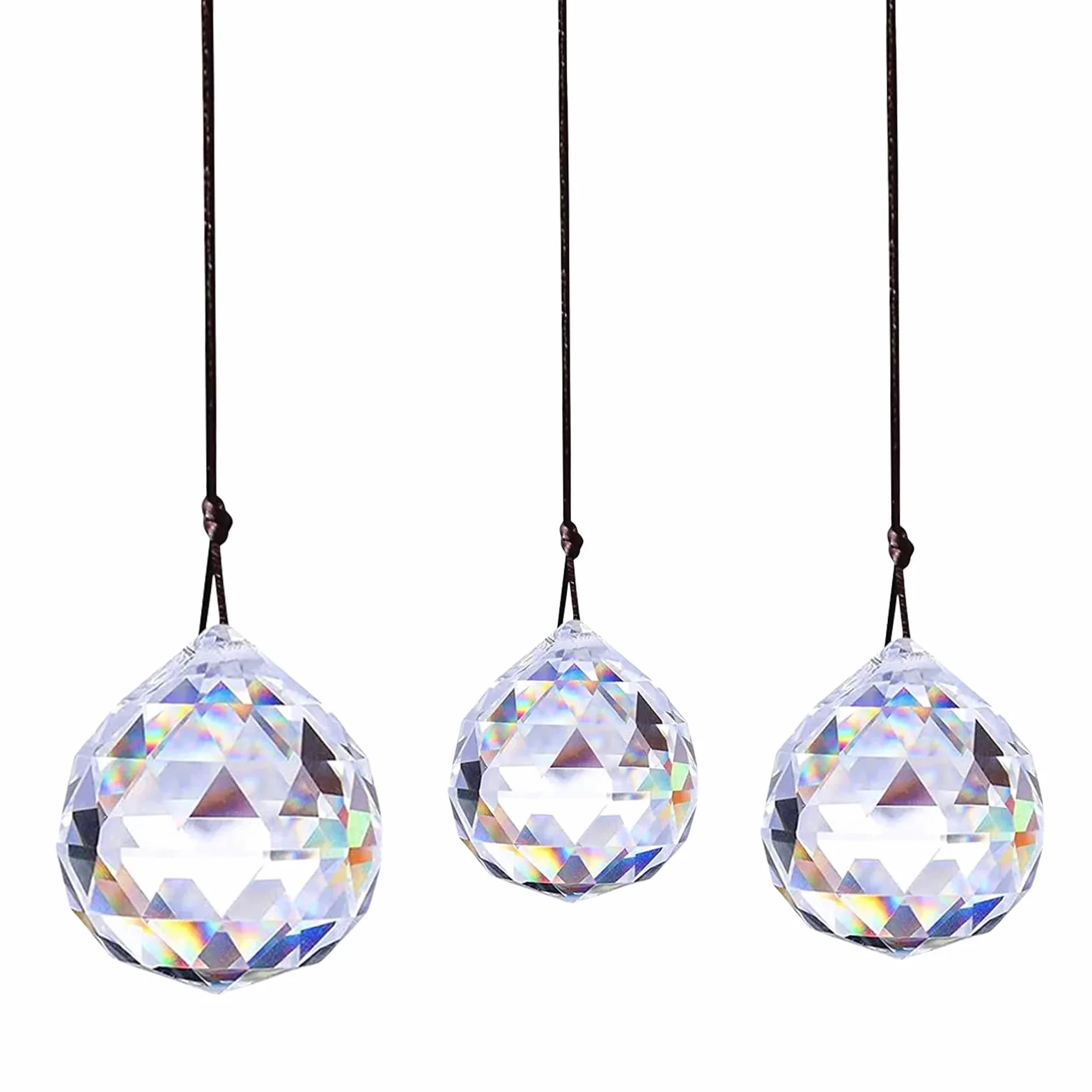 3 prisma in vetro di cristallo, con sfera di cristallo, decorazione da appendere, decorazione per stanza, lampada da giardino