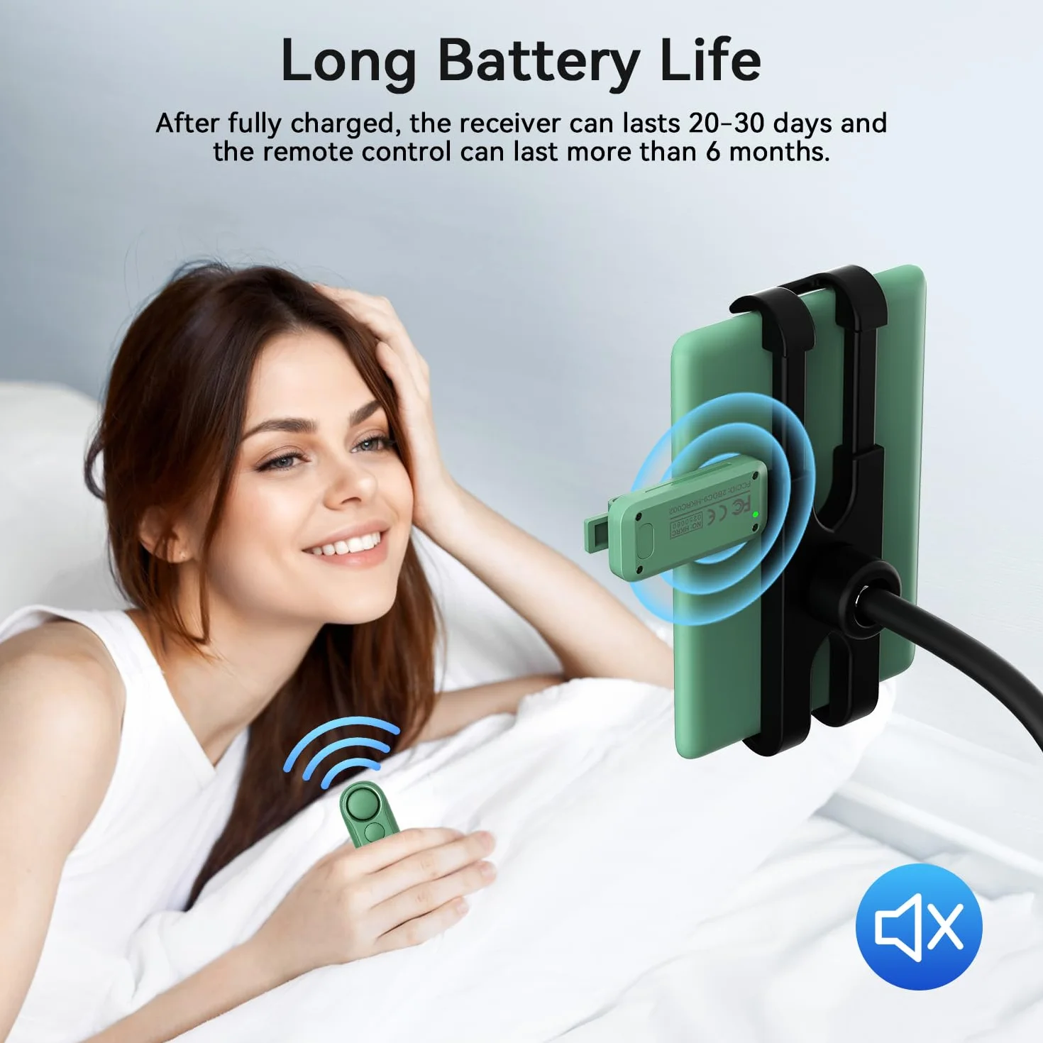 Telecomando per Kindle con Supporto Regolabile, Voltapagine Remoto per Kindle Paperwhite, Oasis, iPad, Android 4,7-10,35", Verde