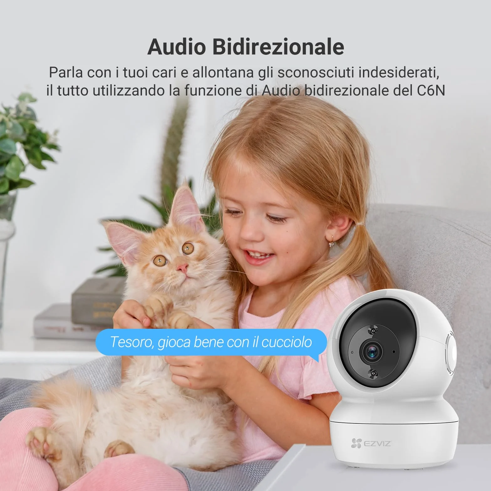 EZVIZ C6N Telecamera Wi-Fi Interno 1080p Pan/Tilt/Zoom Visione Notturna Tracciamento Movimento Audio Bi-direzionale