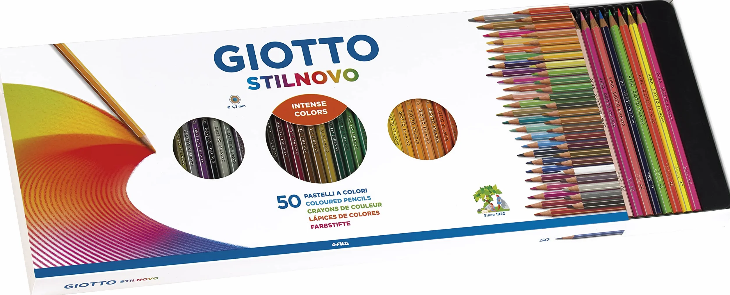 GIOTTO Stilnovo Astuccio 50 Matite a Pastello Colorate 3.3mm Colori Intensi