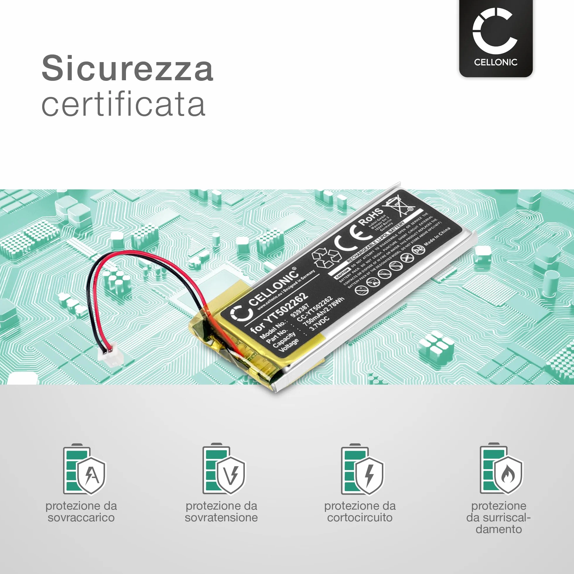 CELLONIC Batteria per Cuffie Compatibile Midland BTX1 Pro BTX2 Pro 750mAh 3.7V