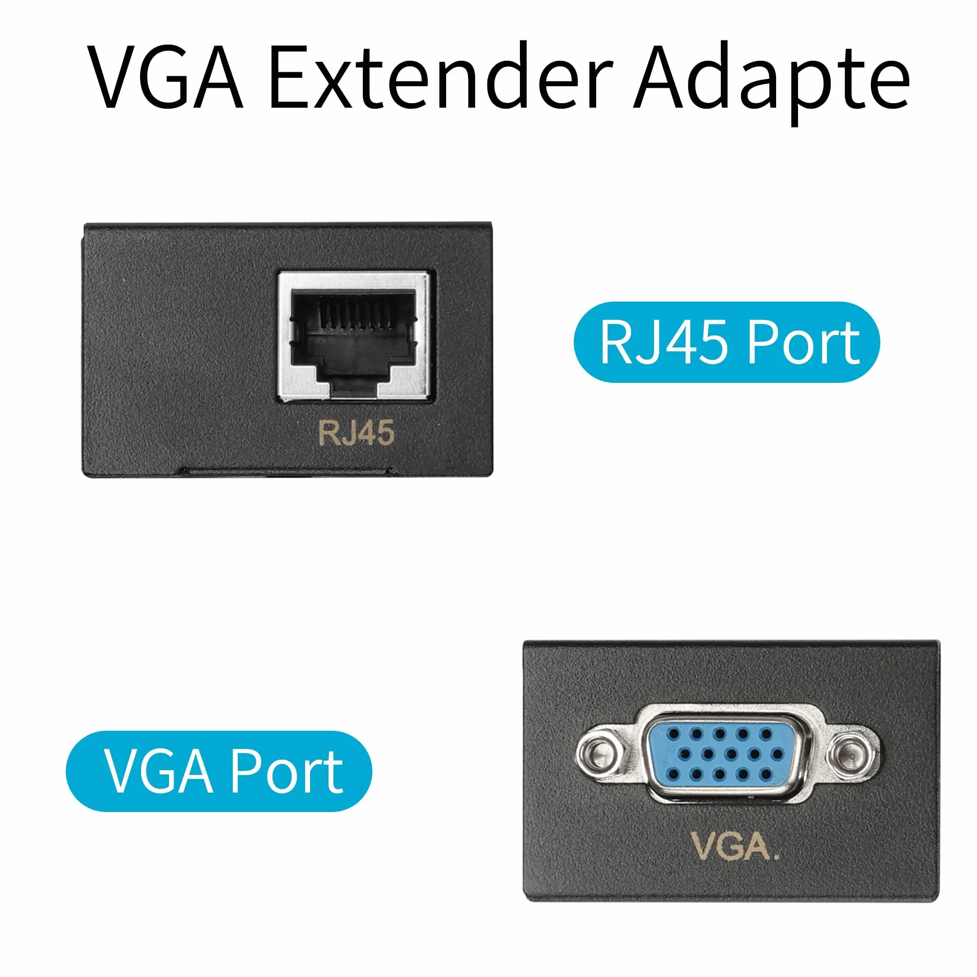 Convertitore VGA a Ethernet RJ45 Cat5e/Cat6, Ripetitore di Segnale con Trasmettitore e Ricevitore fino a 60m