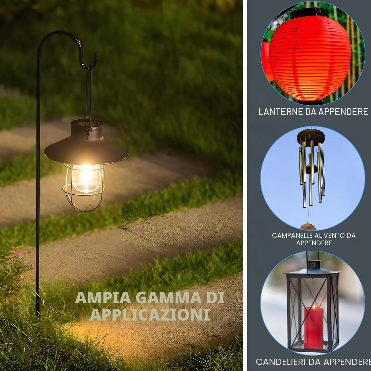 Ganci da pastore 90cm Metallo Palo da Giardino con Gancio per appendere capanno vaso alimentatore uccello Lanterna