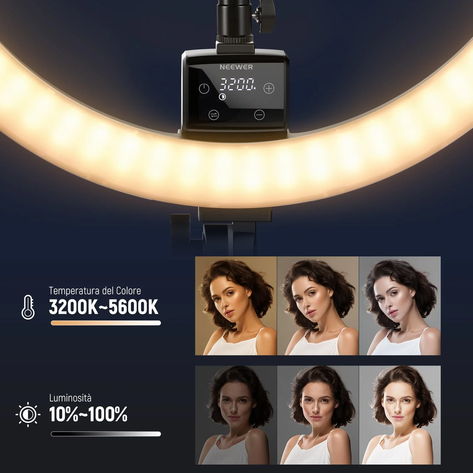 NEEWER SRP18-2.4G 18" Ring Light 42W 3200-5600K LED con Stativo 2.4G Touch Manuale per Fotografia Trucco