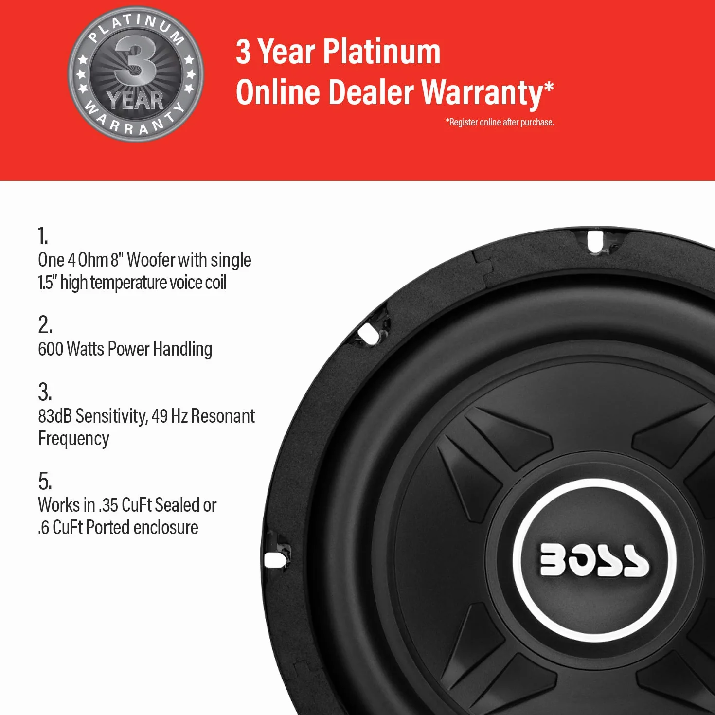 Boss Audio Systems CXX8 Passive Subwoofer 300W Nero
