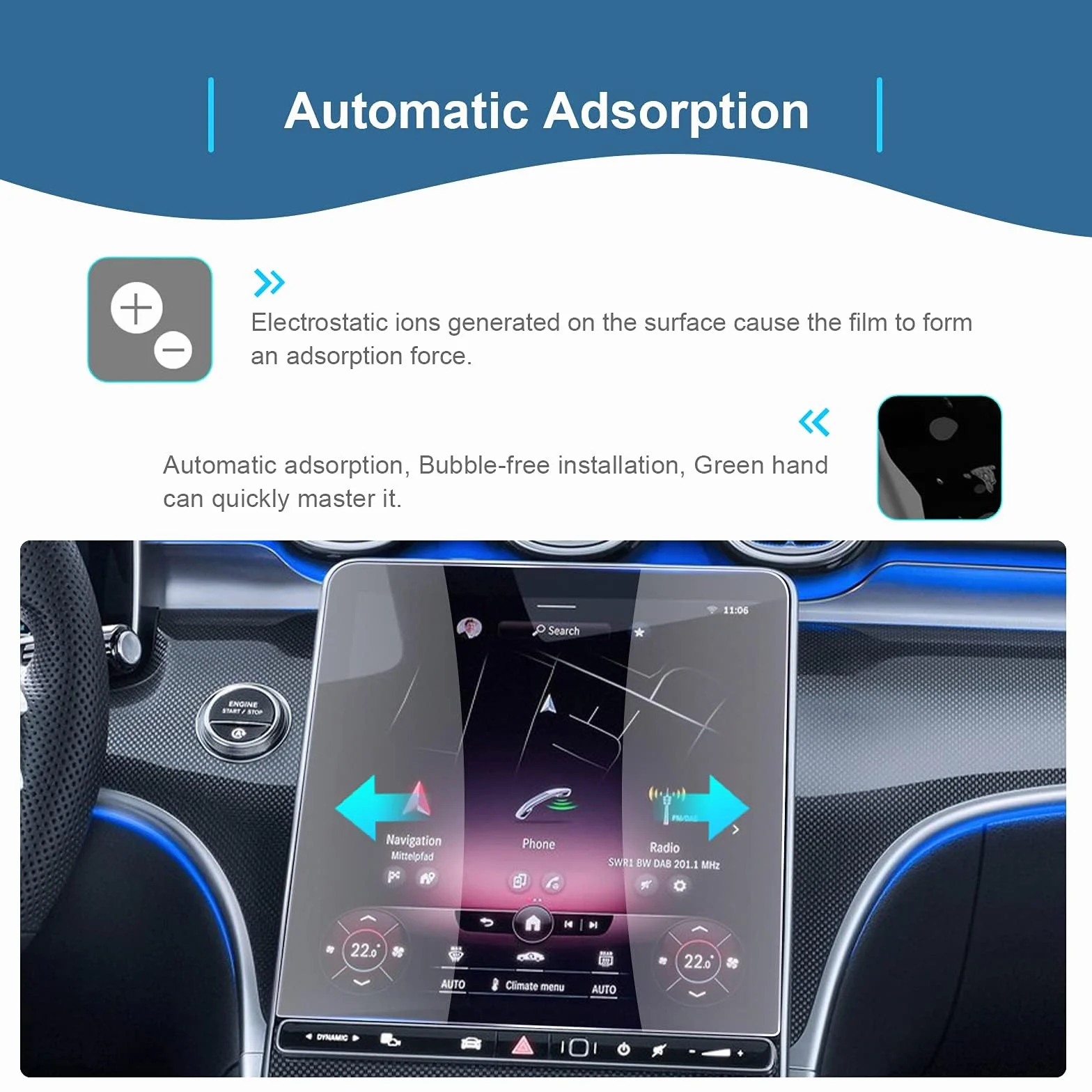 Pellicola Protettiva in Vetro per Mercedes Classe C W206 GLC X254 2023-2026 11,9" 12,3" Touchscreen 9H Antigraffio [2 Pezzi]