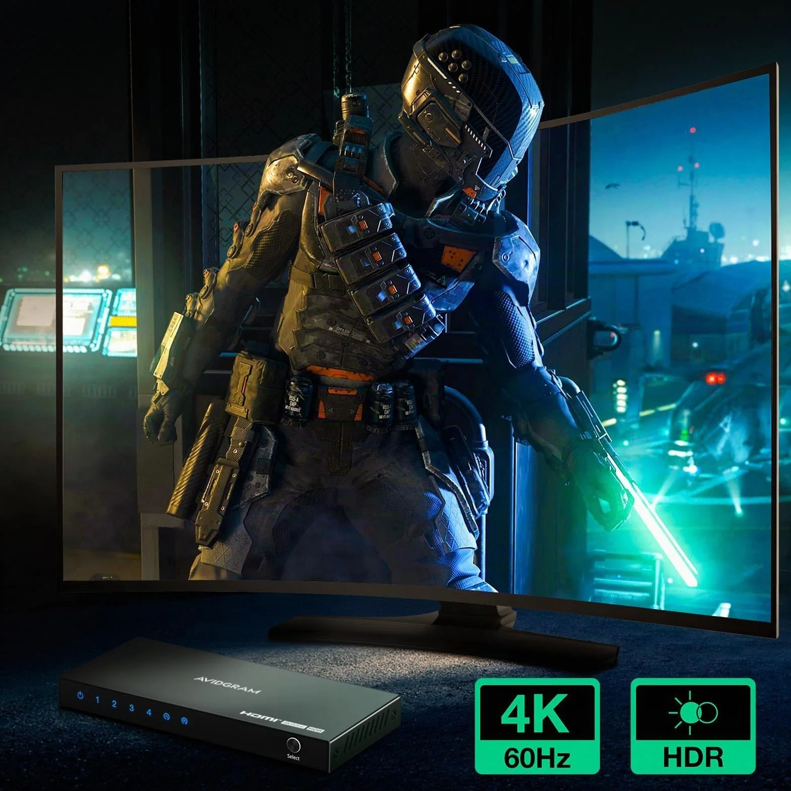 AVIDGRAM Switch HDMI 4K 60Hz 2.0 Selettore 4 In 1 Out con Telecomando IR HDCP 2.2 HDR10 18 Gbps