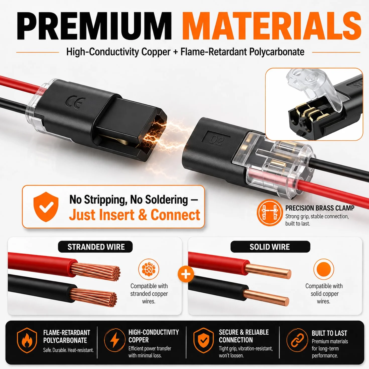 Connettori Rapidi Elettrici 60 Pezzi 18-22 AWG per Cavi Auto LED