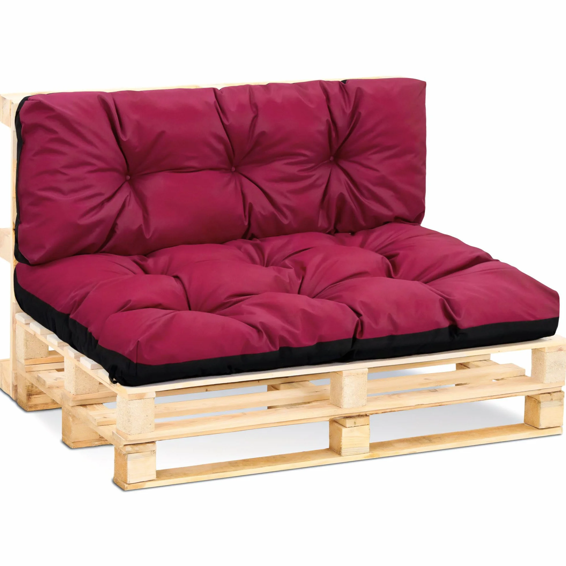 Amazinggirl Cuscini per pallet esterno 120x80 cm - cuscino per bancali grandi schienale o seduta da divano panchina da giardino balcone e terrazza 120 x 80 Bordeaux