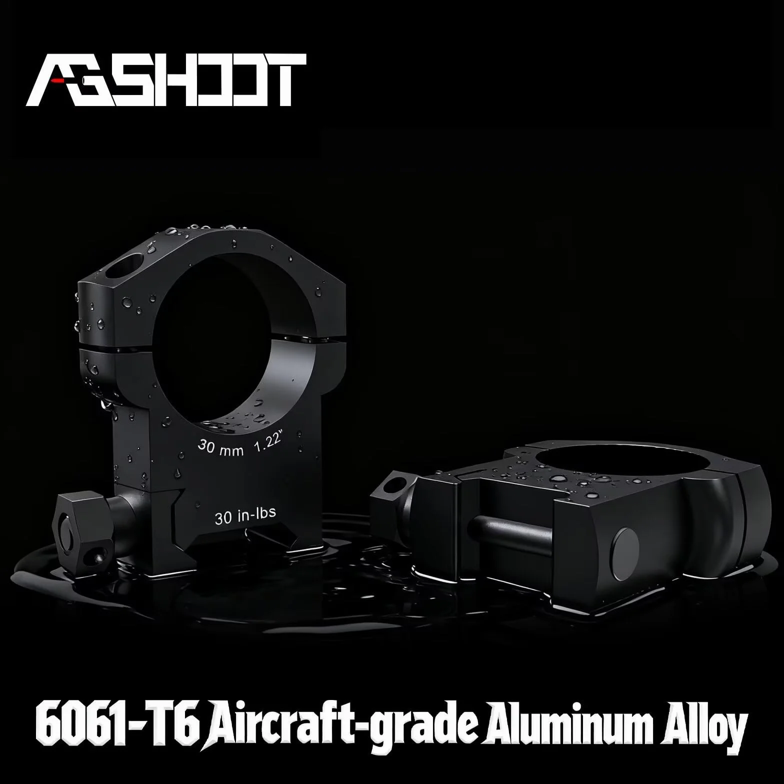 AGSHOOT Anelli per Ottica 30mm Profilo Alto Attacco Slitta Picatinny Altezza Centrale 31mm