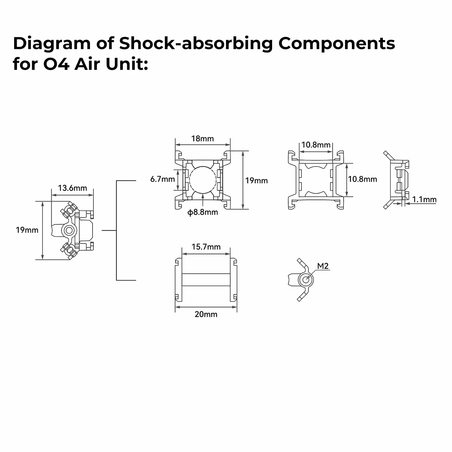 BETAFPV DJI O4 Air Unit kit di copertura per droni Whoop Meteor65 Pro Meteor75 Pro brushless quadcopter angolo fotocamera regolabile