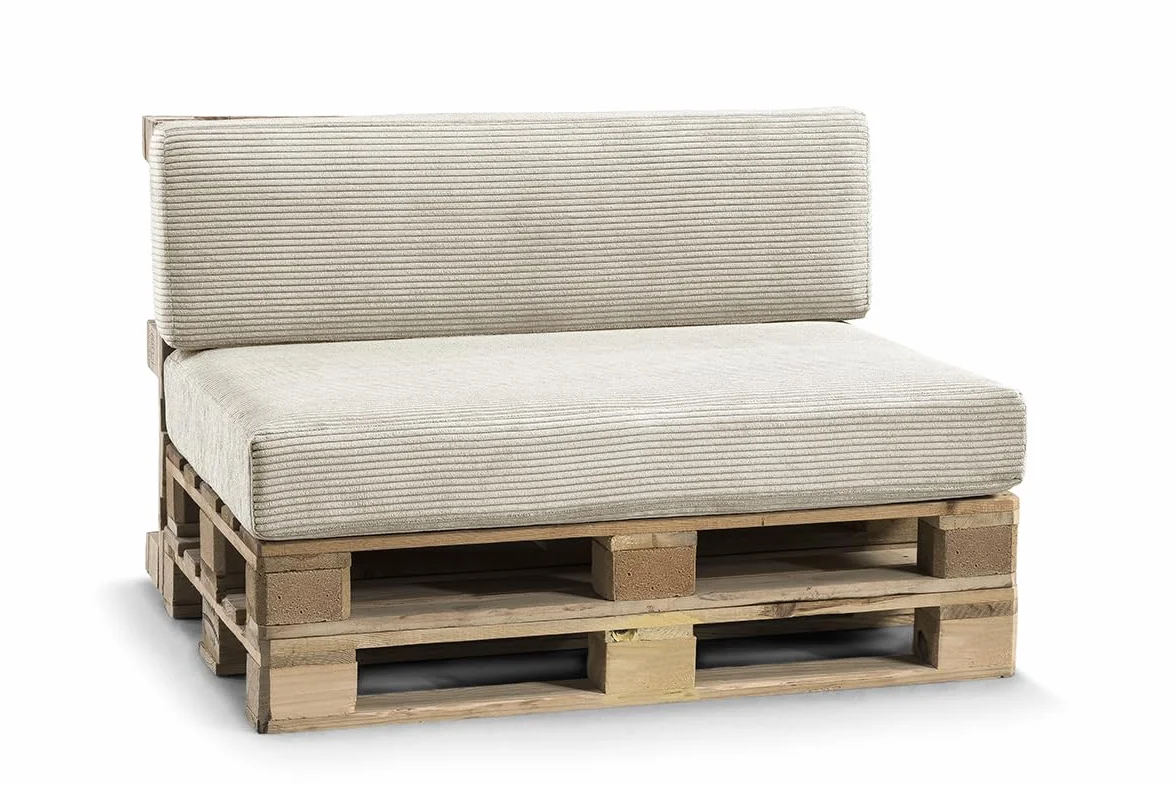 Gutekissen per Pallet, Divano da Giardino - Set Cuscino di Seduta 120x80 + Schienale 120x40, Beige - Molti Colori e Dimensioni PFLA
