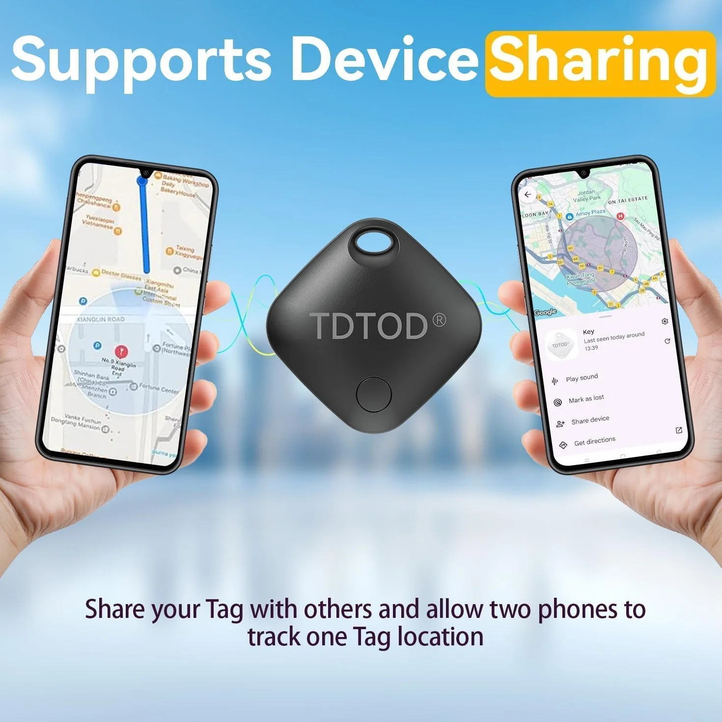 Tracker Tag Android GPS Localizzatore Bluetooth per Chiavi Bagagli (nero)