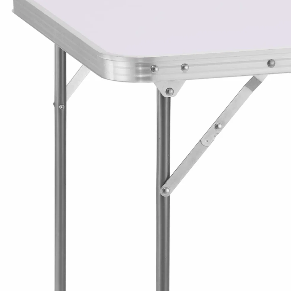 BAKAJI Tavolino Pieghevole da Campeggio Picnic 60x80x68 Alluminio Bianco