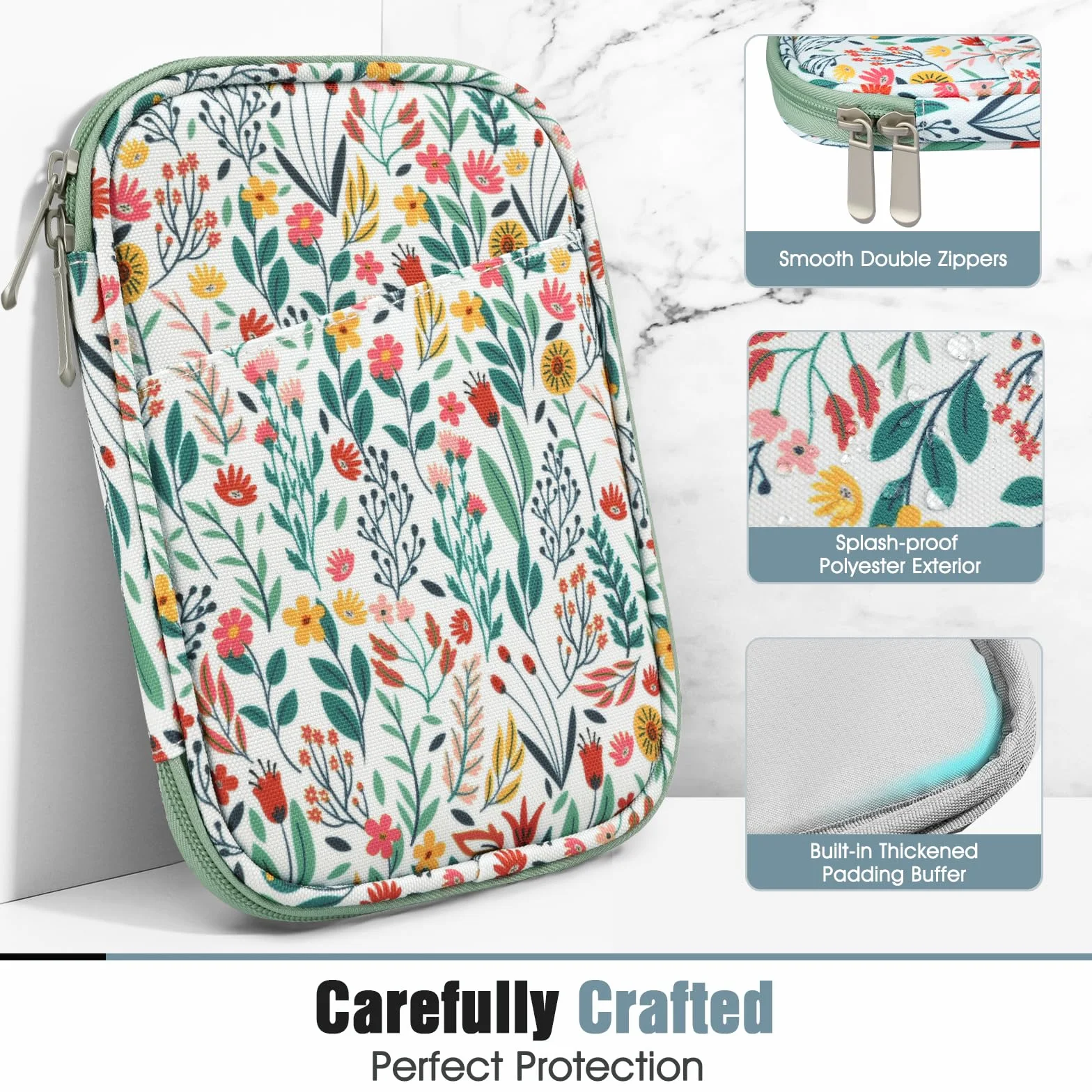 TiMOVO Custodia per Tablet Kindle Paperwhite/Colorsoft Signature Edition 6-7 Pollici, Protettiva con Tasca Fiori