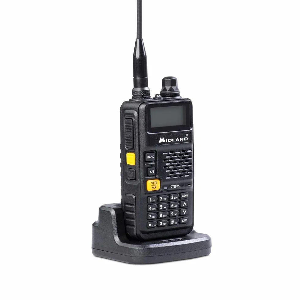 Midland Radio Ricetrasmittente CT590 S Dual Band VHF/UHF 128 Canali Squelch Digitale 18H Autonomia Batteria Accessori