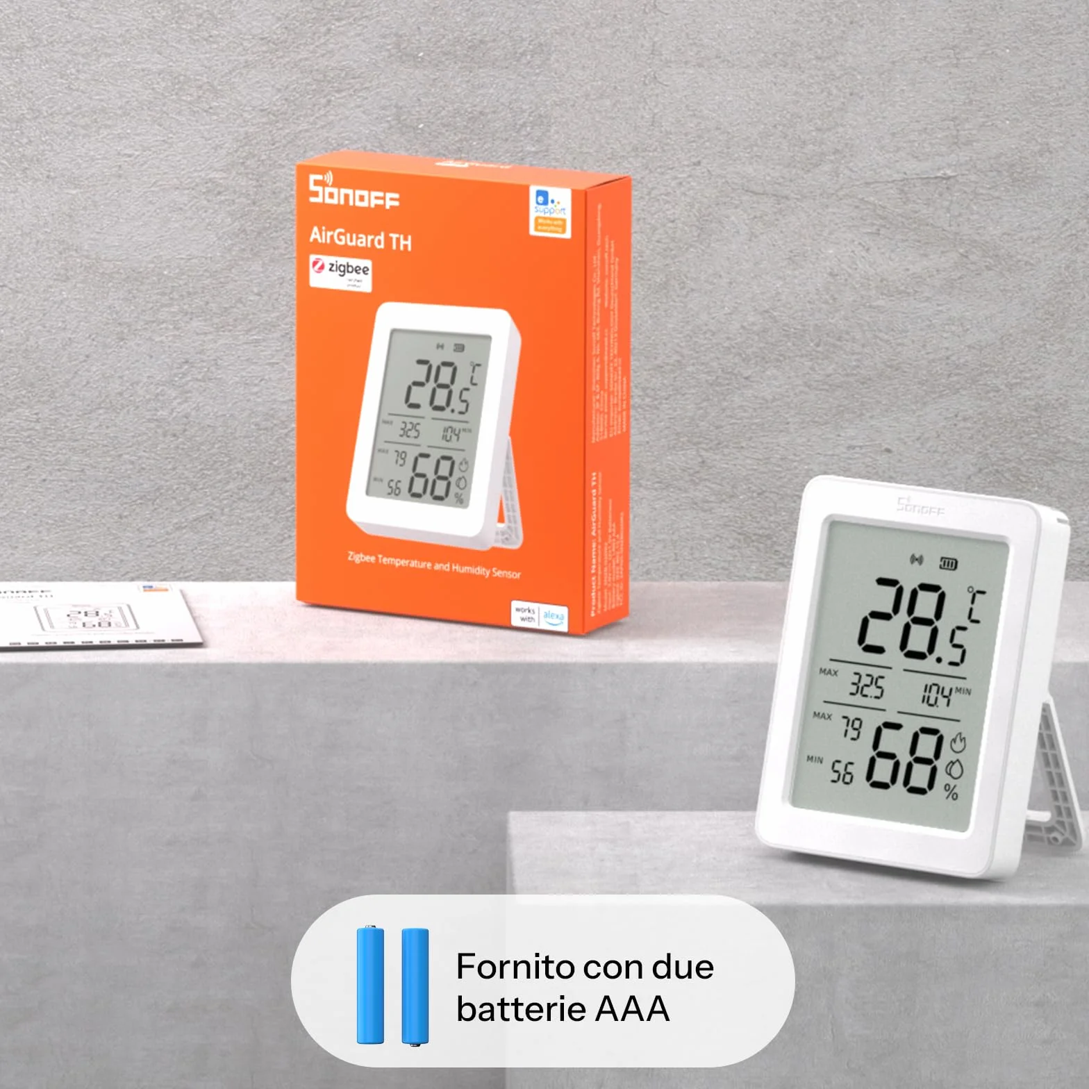 SONOFF SNZB-02DR2 AirGuard TH Czujnik Zigbee Temperatura Wilgotność LCD 3,6" Monitorowanie Aplikacja