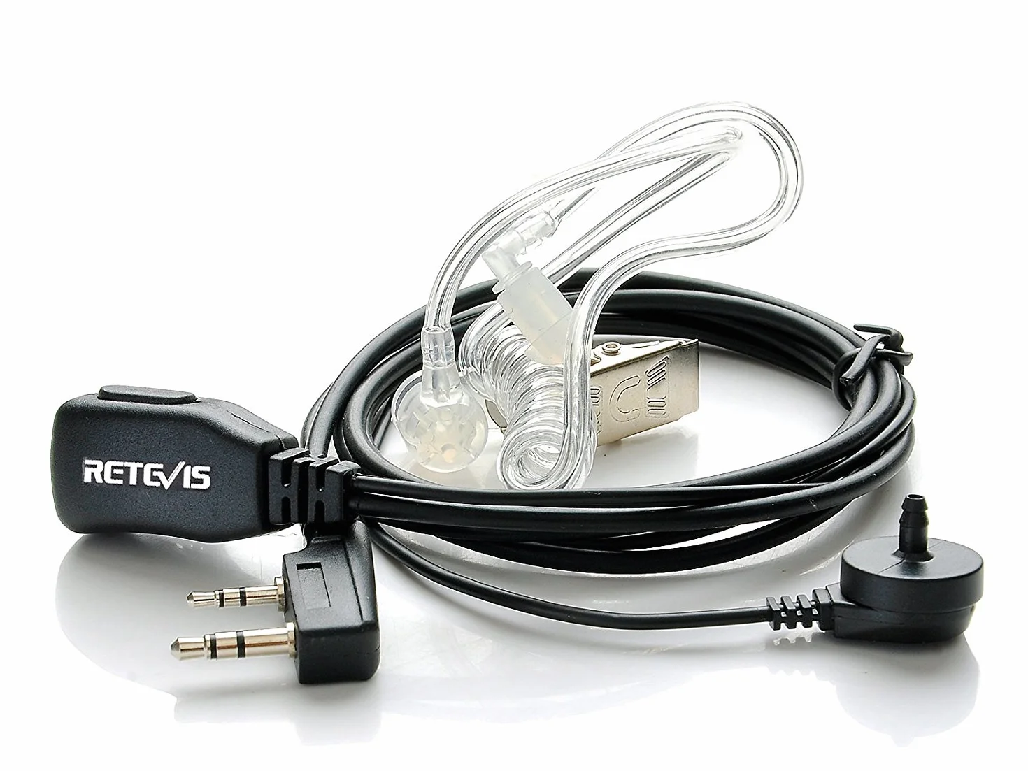Retevis Cuffie Walkie Talkie 2 Pin Auricolare con Tubo Acustico Trasparente Compatibile RT24 RT22 RT27 RT5 H777 Baofeng UV-5R BF-888S